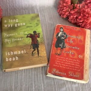 A LONG WAY GONE & IMMORTAL LIFE OF HENRIETTA LACKS lot 2 books hard cover